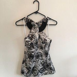Beautiful IZ Byer Sleeveless B&W Print Top XS